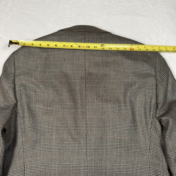 Jos A Bank Sport Coat Mens 42L Brown Gray Plaid Silk Wool Blazer Jacket Classic - Picture 12 of 13